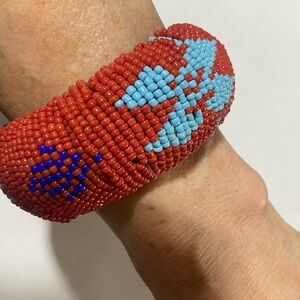Vintage Southwestern Handwrapped Seedbead Bangle